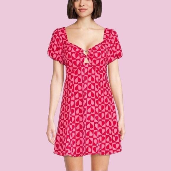 Pink heart print mini dress large - Picture 1 of 8